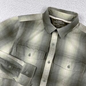 REI Cooperative Plaid Button Down Mens Medium Green Cotton Outdoor Utility Shirt